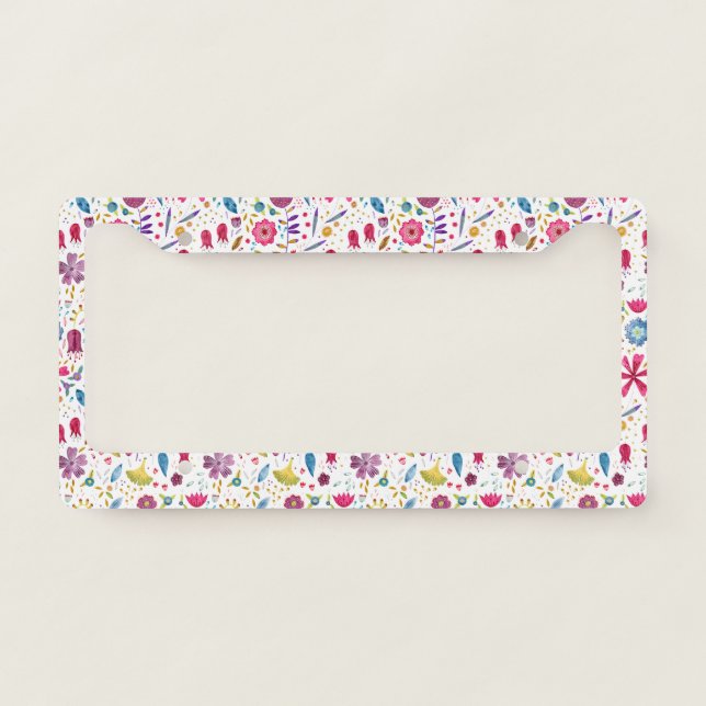 Watercolor Botanical Wildflower Hedgerow Painting License Plate Frame (Front)