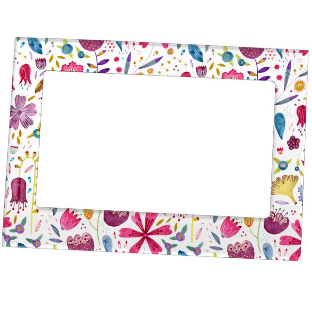 Watercolor Botanical Wildflower Hedgerow Painting Magnetic Frame (Watercolor wildflower pattern magnetic frame)