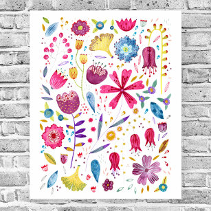 Watercolor Botanical Wildflower Poster