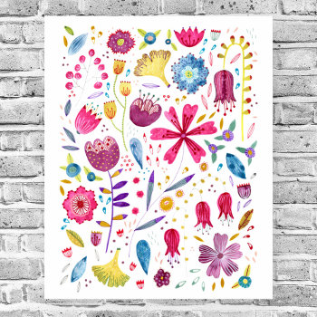Watercolor Botanical Wildflower Poster by Squirrell at Zazzle