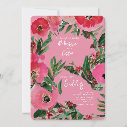 Watercolor Botanicals Anemone Pink Wedding