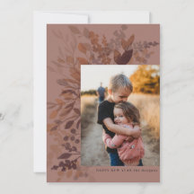 Watercolor Botanicals Flat New Years Card Purple