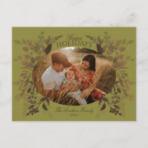 Watercolor Botanicals Postcard Green