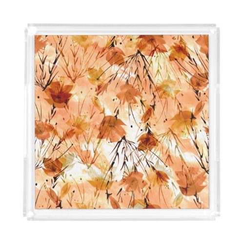 Watercolor Botanicals Vintage Plant Pattern Acrylic Tray