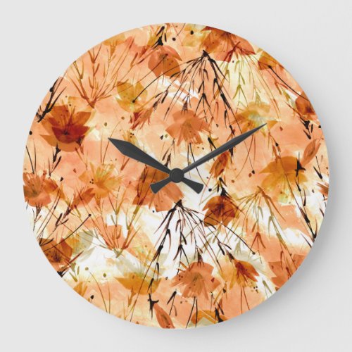 Watercolor Botanicals Vintage Plant Pattern Large Clock
