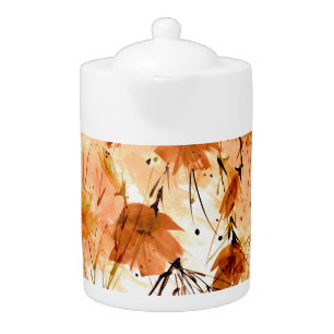 Watercolor Botanicals: Vintage Plant Pattern. Teapot