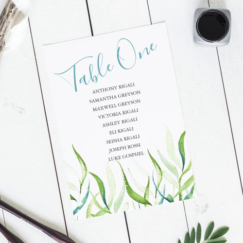 Watercolor Botanicals Wedding Seating Chart Table Number