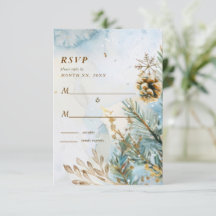 Watercolor Botanicals Winter Wedding Gold Accents