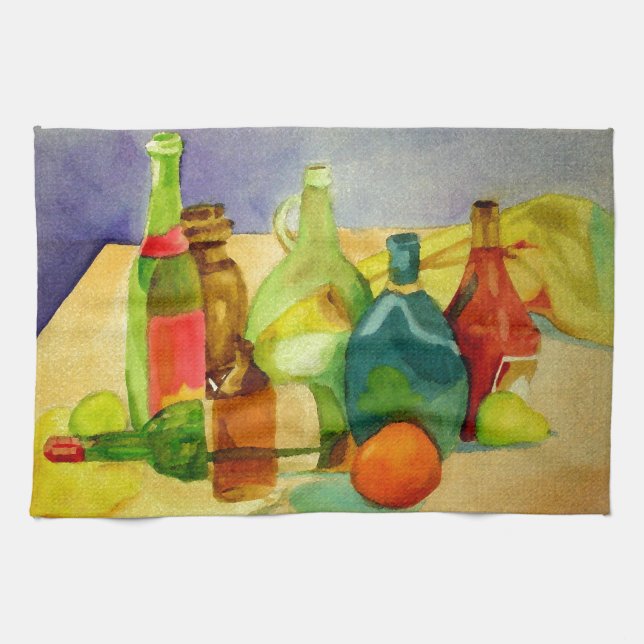 Watercolor Bottles Towel (Horizontal)