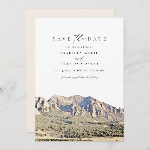 Watercolor Boulder Colorado Travel Save the Date  Invitation