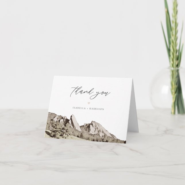 Watercolor Boulder Flatirons Thank You Card (Front)