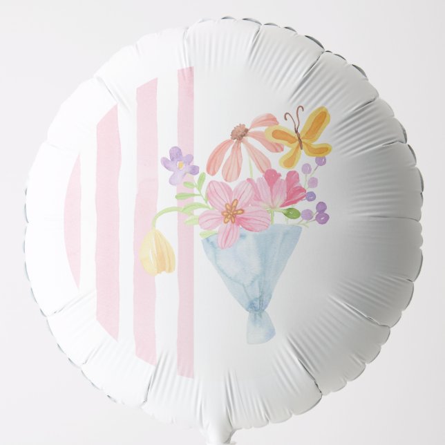 Watercolor Bouquet Bridal Shower Balloon (Front)