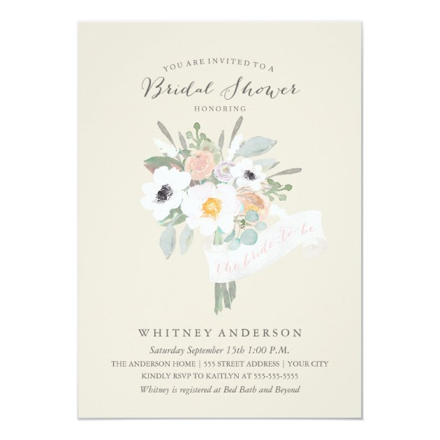Watercolor Bouquet Bridal Shower Invitation