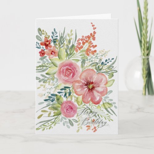 Watercolor bouquet floral card