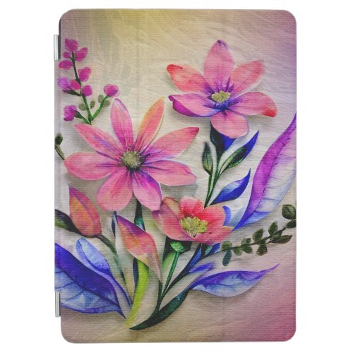 Watercolor Bouquet Flowers Colorful Background    iPad Air Cover