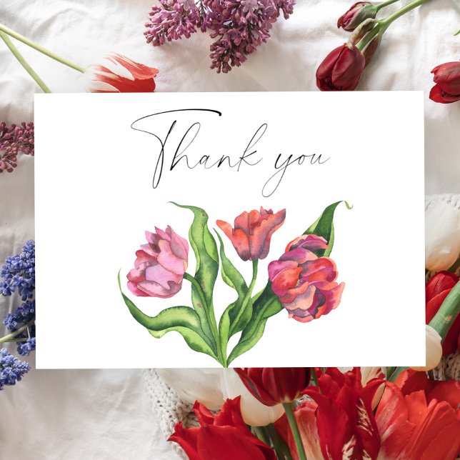 Watercolor bouquet flowers Thank You Card (Creator Uploaded)