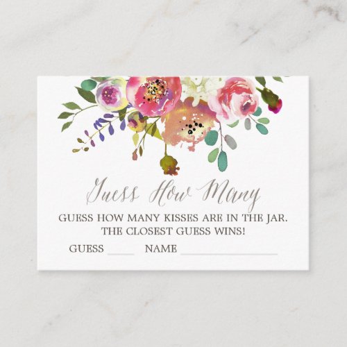 Watercolor Bouquet Guess How Many Kisses Cards