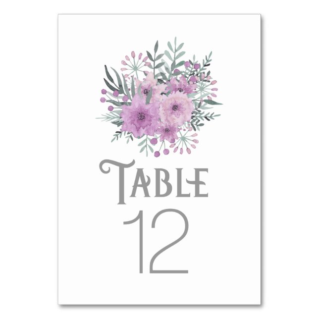 Watercolor Bouquet Lilac ID654 Table Number (Front)