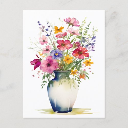 Watercolor Bouquet Of Flowers Postcard