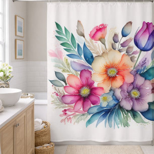 Watercolor Bouquet of Flowers Shower Curtain
