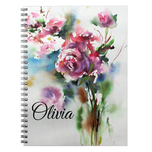 Watercolor Bouquet of Pink Flowers Notebook