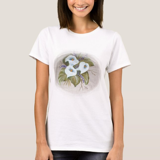 Watercolor bouquet of white callas T-Shirt (Front)