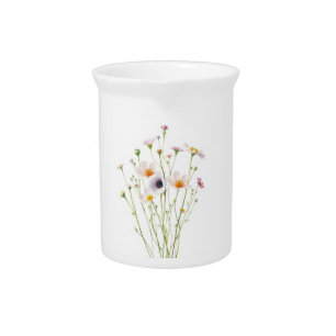 Watercolor bouquet of wildflowers beverage pitcher