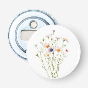 Watercolor bouquet of wildflowers bottle opener