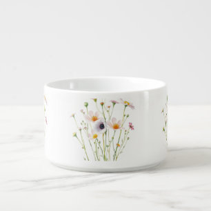 Watercolor bouquet of wildflowers bowl