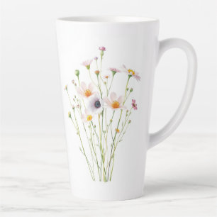 Watercolor bouquet of wildflowers latte mug