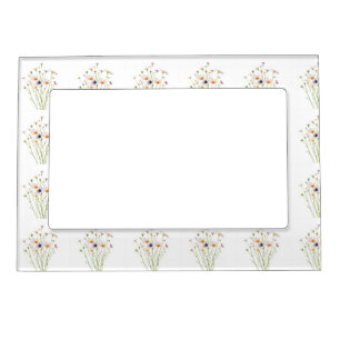 Watercolor bouquet of wildflowers magnetic frame