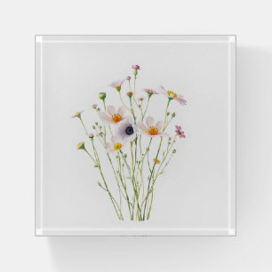 Watercolor bouquet of wildflowers paperweight