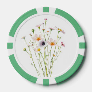 Watercolor bouquet of wildflowers poker chips