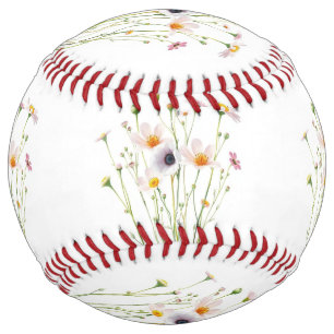 Watercolor bouquet of wildflowers softball