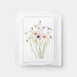Watercolor bouquet of wildflowers tea bag drink mix