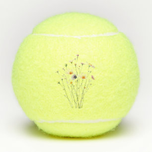 Watercolor bouquet of wildflowers tennis balls