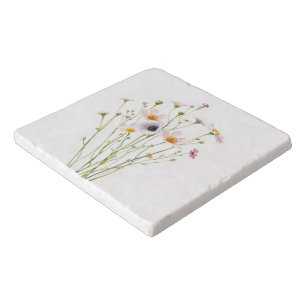 Watercolor bouquet of wildflowers trivet