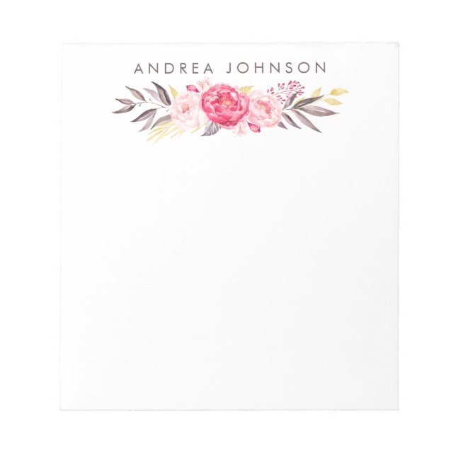 Watercolor Bouquet Personalized Designer Pad (Front)