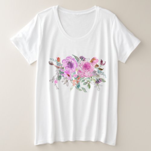 Watercolor Bouquet Plus Size T_Shirt