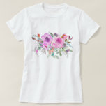 Watercolor Bouquet T-Shirt<br><div class="desc">A delightful bouquet of roses and more in shades of pink,  lavender,  purple,  peach,  aqua,  teal,  plum and more adorn this feminine t-shirt.</div>