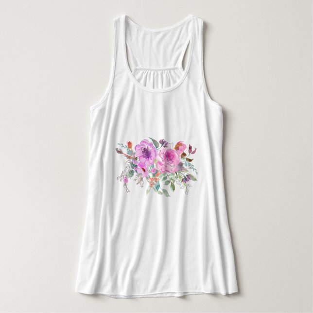 Watercolor Bouquet Tank Top (Design Front)