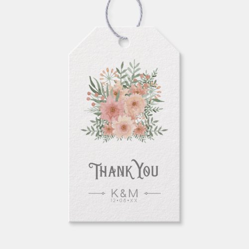 Watercolor Bouquet Thank You Blush ID654 Gift Tags