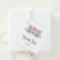 Watercolor Bouquet Thank You Lilac ID654 Favor Tags