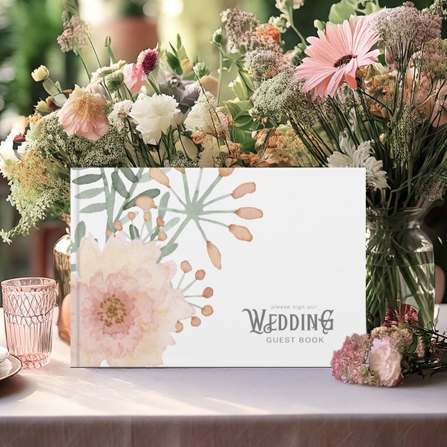 Watercolor Bouquet Wedding Blush ID654 Guest Book (Creator Uploaded)