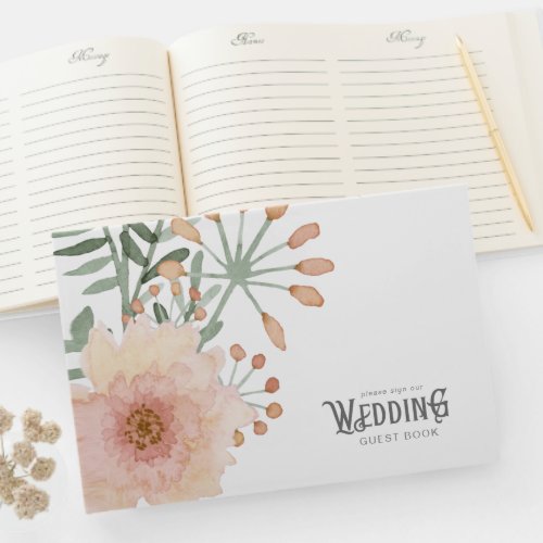Watercolor Bouquet Wedding Blush ID654 Guest Book