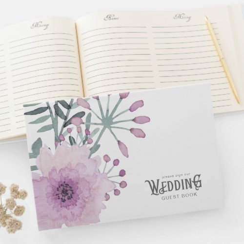 Watercolor Bouquet Wedding Lilac ID654 Guest Book