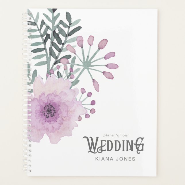 Watercolor Bouquet Wedding Lilac ID654 Planner (Front)