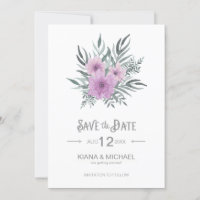 Watercolor Bouquet Wedding Lilac ID654 Save The Date