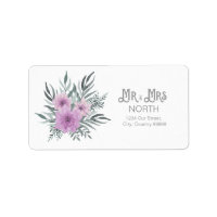 Watercolor Bouquet Wedding Mr and Mrs Lilac ID654 Label