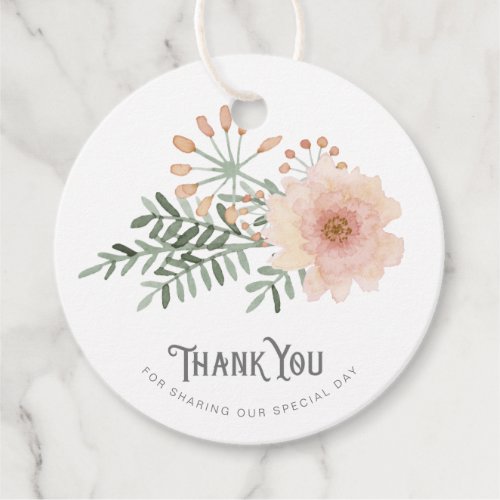 Watercolor Bouquet Wedding Thank You Blush ID654 Favor Tags